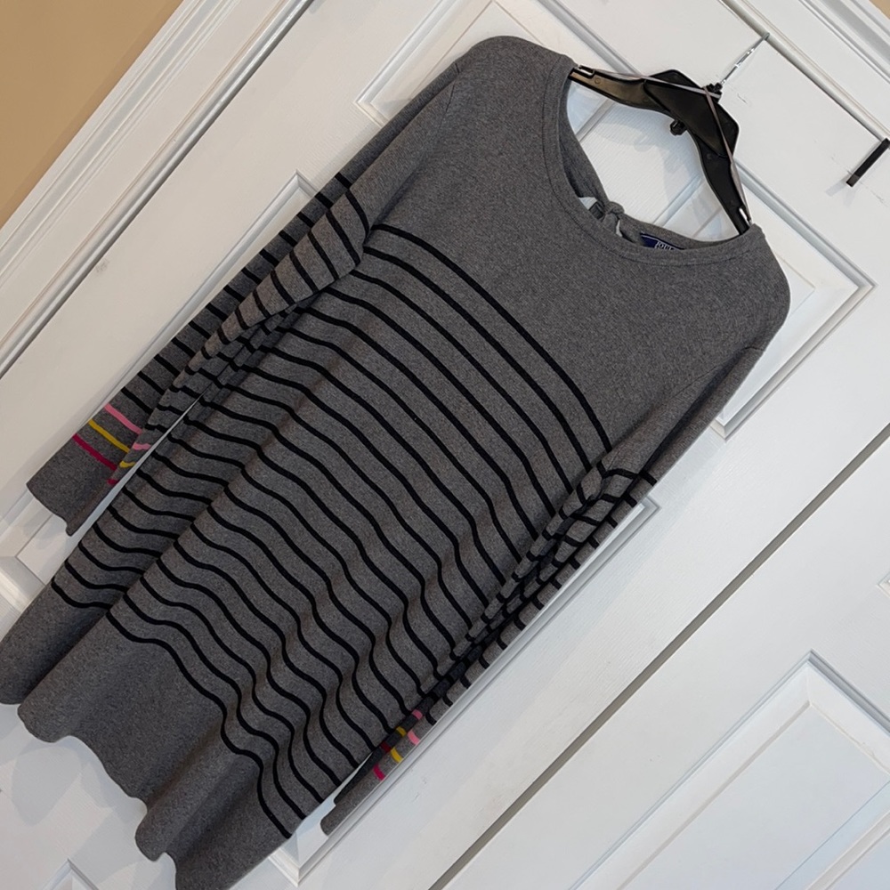 JOULES sweater dress grey and navy stripe